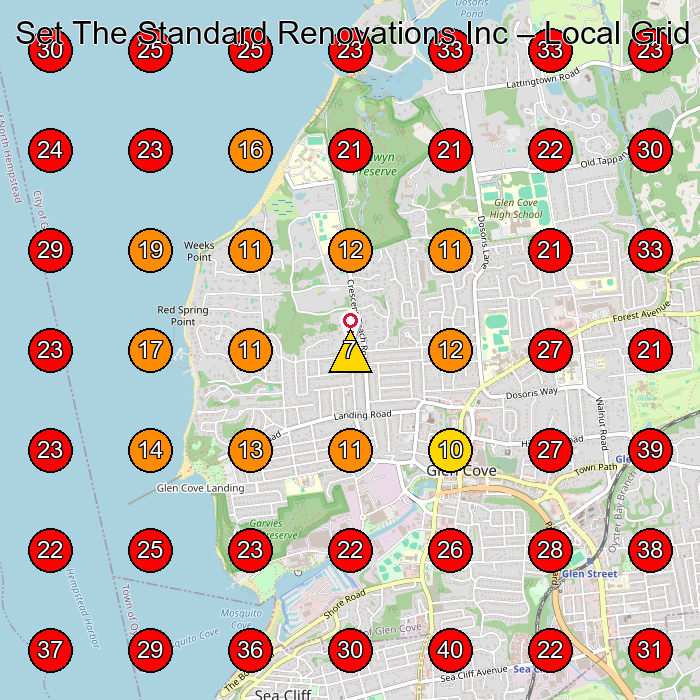 Set The Standard Renovations Inc GeoGrid visibility map for General Contractor in Matinecock